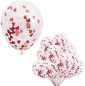20 Globos de Confeti Corazón Rojo, Decoración Romantica para el Día de San Valentín Bodas Nupcial Aniversario y Compromiso