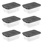 Sterilite 16 Quart Multipurpose Clear Plastic Stacking Storage Container Boxes with Secure Lids for Home or Office Organization, Gray (6 Pack)