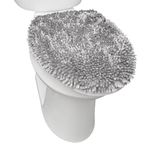 SoHome Spa Step Luxury Plush Chenille Shag Machine Washable Ultra Soft Standard Toilet Lid Cover 18.5"x19.6" Light Gray