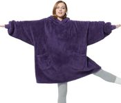 Bedsure Wearable Blanket Hoodie Gifts for Women - Cozy Sherpa Hoodie Blanket for Adult Men, Warm Hooded Blanket Sweatshirt, Dark Purple