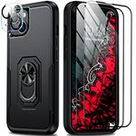 AMILIFECASES [5 in 1 iPhone 14 Case with [Screen Protector,Camera Lens Protector] Military Grade Heavy Duty Shockproof Protective Phone Case for iPhone 14 6.1 Inches,Black