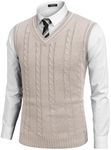 COOFANDY Men's Sweater Vest V Neck Slim Fit Casual Sleeveless Twisted Knitted Pullover Sweater