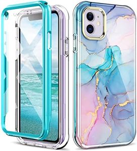 DT Compatible for iPhone 11 Case Built with Screen Protector, Lightweight and Stylish Full Body Shockproof Protective Rugged TPU Case for Apple iPhone 11 6.1inch (Marble)