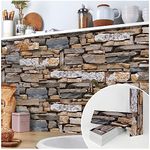 TUOKING 99-Pieces Stone Composite Subway Tiles Peel and Stick Backsplash 4"x 12" PVC Self-Adhesive Matte Brick Texture Wall Tiles Stick on Kitchen Bathroom(LPM-17-99PCS)