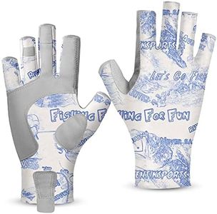 Riverruns UPF 50+ Fishing Gloves UV Protection Fingerless Sun Gloves Men Women for Outdoor, Kayaking, Rowing, Driving, Hunting(Graffiti, XL)