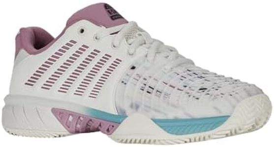 K-Swiss Women's Express Light 3 Tennis Shoe, Wht Lilas Pastelturq, 7.5 AU