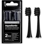 AquaSonic 2-Pack Activated Charcoal Brush Heads - Ultra Whitening Brush Heads Compatible with Black Series, Black Series Pro, Vibe Series, Duo Pro Series