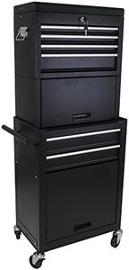 pouseayar 6 Drawer Large Capacity Tool Chest with 4 Wheels, Detachable Tool Storage Cabinet with Bottom Cabinet and one Adjustable Shelf for Garage, Factory, Workshop, Warehouse - Black
