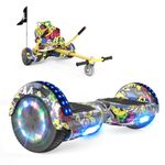 RCB Hoverboards with Go Kart Seat Bundle for Kids Segways Built in LED lights Bluetooth Speaker Hoverboards, Gift for Kids and Adult