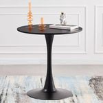 LIVE TOUCH Round Coffee Table with Pedestal Base, Black (Black)