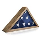 Rustic Flag Case - SOLID WOOD Military Flag Display Case for 9.5 x 5 American Veteran Burial Flag, Wall Mounted Burial Flag Frame, - Flag Shadow Box to display folded flag. (Weathered Wood)