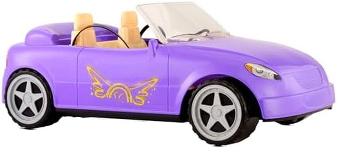 Aria MGA's Dream Ella Coche de juguete para niños - Caben dos muñecas de moda de 29 cm - Incluye cinturones de seguridad, espejos y ruedas móviles - Edad: 3+ años - Morado