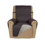 PureFit Reversible Quilted Recliner Sofa Cover, Water Resistant Slipcover Furniture Protector, Washable Couch Cover with Elastic Straps for Kids, Dogs, Pets (Recliner, Chocolate/Beige), Fabric;Microfiber