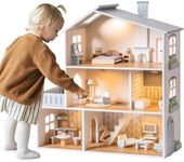 ROBOTIME Wooden Dollhouse, Wooden D