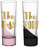 Creative Brands Slant Collections - Set of 2 Shot Glasses, 2-Ounce, Boss/Groom