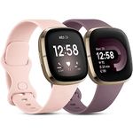 CeMiKa Compatible with Fitbit Versa 3 Strap/Fitbit Sense Strap, Soft Adjustable Replacement Sport Wrist Strap Compatible with Fitbit Versa 3/Fitbit Sense for Women Men, Large SandPink Violet