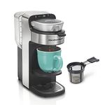 Hamilton Beach The Scoop Single Serve Coffee Maker & Fast Grounds Brewer for 8-14oz. Cups, Brews in Minutes, 40oz. Removable Reservoir, Stainless Steel (49987),Silver