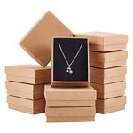 NBEADS 12 Pcs Cardboard Jewelry Set Box, Small Kraft Gift Box Jewelry Packaging Box with Lid for Ring, Necklace, Rectangle, Tan, 9x7x3cm