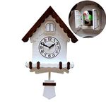 Three Secondz Open and Close Door Plastic Cuckoo Analog Wall Clock White with Brown Pack of 1 (NO Music ON/Off Button, Read Description Before Placing Order)