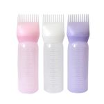 YANTAISIYU 3 Pieces Hair Oil Applicator Bottle Root Comb Applicator Bottle with Graduated 6 Ounce Scale Hair Dye Brush Bottle (3 Colors)