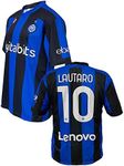 ZeroPlayer Inter Lautaro Martinez 10 Home Jersey 2021 2022 Official Replica (Size 2 4 6 8 10 12 Years Boys Boy) (Size S M L XL XXL Adult) Blue, Black, Gold 100% Polyester, unisex_adult, Gold, 10 Year