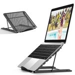 Jumkeet Laptop Stand,Foldable Portable Ventilated Desktop Laptop Holder,Universal Lightweight&Adjustable Ergonomic Tray Mount Compatible with iM(ac)/Laptop/Notebook Computer/Tablet (Black)