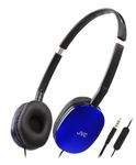 JVC HA-S160M-A Flats Foldable and Compact Headphones in Glossy Trendy Colour, with Switch for Microphone On/Off, Ideal for Teleworking and Online Seminars (Blue)