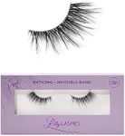 Lilly Lashes Sheer Band, False Eyelashes w/Invisible Band Lashes, Half Lashes Natural Look, Half Lash Cateye Style, Clear Band Lashes, Reusable Eyelashes 20x, Lash Glue not Included,13.5mm (Enticing)