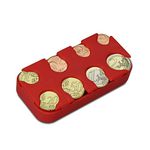 kwmobile Holder for Euro Coins - 8 Dispensers from 1 Cent to 2 Euros - EU Coin Money Change Sorter Classifier Organiser - Red