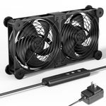 upHere Big Airflow 2 x 120mm x 25mm Computer Fan with AC Plug Cabinet Fan 100V 240V AC Power Supply,DC 12V 5 Speed Controller, for Router Mining Machine Chassis Server Workstation Cooling