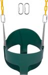 REZNOR Plastic Heavy-Duty High Back Full Bucket Toddler Swing Seat With 60 Inch Coated Swing Chains And Carabiners For Easy Install Fully Assembled, Green/Yellow