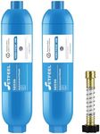 RV Water Filter, NSF Certified Camper Water Filter For RV Garden, Camping Must Haves For Reduces Chlorine, Bad Taste, Odor, Inline Hose Filter with 1 Flexible Hose Protectors, Pack of 2