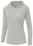 TBMPOY Womens UPF 50+ Sun Protection Hoodie Shirt Long Sleeve Fishing Hiking Outdoor UV Shirt Lightweight Light Grey M