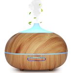 WD&CD Essential Oil Diffusers Humidifiers for Home 300-400ML Ultrasonic Aroma Diffuser Humidifier Cool Mist/Waterless Auto-off / 7 Color Lights / 3 Timer Setting/Whisper Quiet(Light Wood Grain)