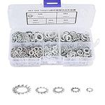 700pcs External Toothed Lock Washers Assortment Galvanized Serrated Tooth Lock Washer Flat Washer Set Fastening Tool M3/M4/M5/M6/M8