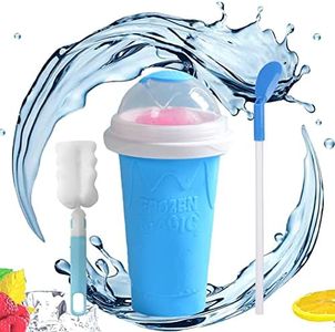 Slushy Cup, Premium Slushie Maker Cup, Durable Portable Slushy Maker with Cup Brush Straw Spoon and lid, Portable Quick Frozen Smoothies Squeeze Cooling Cup for Milk Drinks and Juices DIY