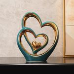 Double Heart Ornament,Double Heart Ceramic Statue,Home Decoration sculpture,Creative Home Modern Home Decoration Gift Office Living Room Decoration Collection Souvenir,Gift.