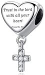 Cross Dangle Charm Fit for Pandora Charms Bracelet Love Heart Christian Bible Verse Charms Prayer Faith Religious Jewelry Gifts for Woman 35