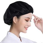 Wonninek 12Pcs Unisex Elastic Chef Hat, Elastic Breathable Kitchen Cooking Industrial Workshop Cap Hair Net Mesh, Reusable Food Service Hair Nets Black