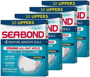 Sea-Bond Secure Denture Adhesive Seals, Original Uppers, Zinc-Free, All-Day-Hold, Mess-Free, 30 Count (Pack of 4)