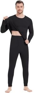 NACHILA Pajamas Set for Men-Viscose Made from Bamboo,Thermal Underwear Soft Long Johns Set Basic Sleepwear with Pants, Black, X-Large