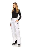 Arctic Quest Women's Snow Ski Pants Water Resistant Softshell Insulated Flare for Snowboarding Hiking Winter Outdoor Pants, White, Small