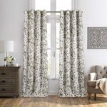 Elrene Home Fashions Avalon Botanical Floral Leaf Print Blackout Window Curtain Panel, 52" x 84"(1, Linen