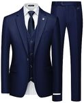 MAGE MALE Mens Suits Slim Fit 3 Piece Tuxedo Suit One Button Solid Prom Wedding Party Blazer Vest Pants Set with Tie Navy Blue