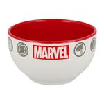 Elbenwald Marvel Cereal Bowl - Icons: Spider-Man, Iron Man, Hulk, Thor, Captain America - 600ml Capacity - Ceramic - White and Red