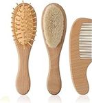 3 Piece Wooden Baby Hair Brush and 