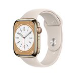 Apple Watch Series 8 [GPS + Cellular 45 mm] Smart Watch w/Gold Stainless Steel Case with Starlight Sport Band. Fitness Tracker, Blood Oxygen & ECG Apps, Always- On Retina Display, Water Resistant