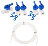 AQUALIQUID RO Both Side 1/4" Push Fit OD Tube Ball Valve Quick Connect Fitting for RO Water System- 5 Pcs