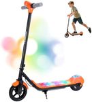 TODIMART Kids Electric Scooter, 10km Range, 6.5" Ultra Light Electric Scooter for Kids Age 8-12 with Colourful Ambient Lighting, Electronic Brake, 3 Speed Mode, Max Speed 16KM/H - Orange