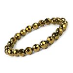 Reiki Crystal Products Natural Golden Hematite Bracelet Crystal Stone 8 mm Diamond Cut Bead Bracelet for Reiki Healing and Crystal Healing Stone